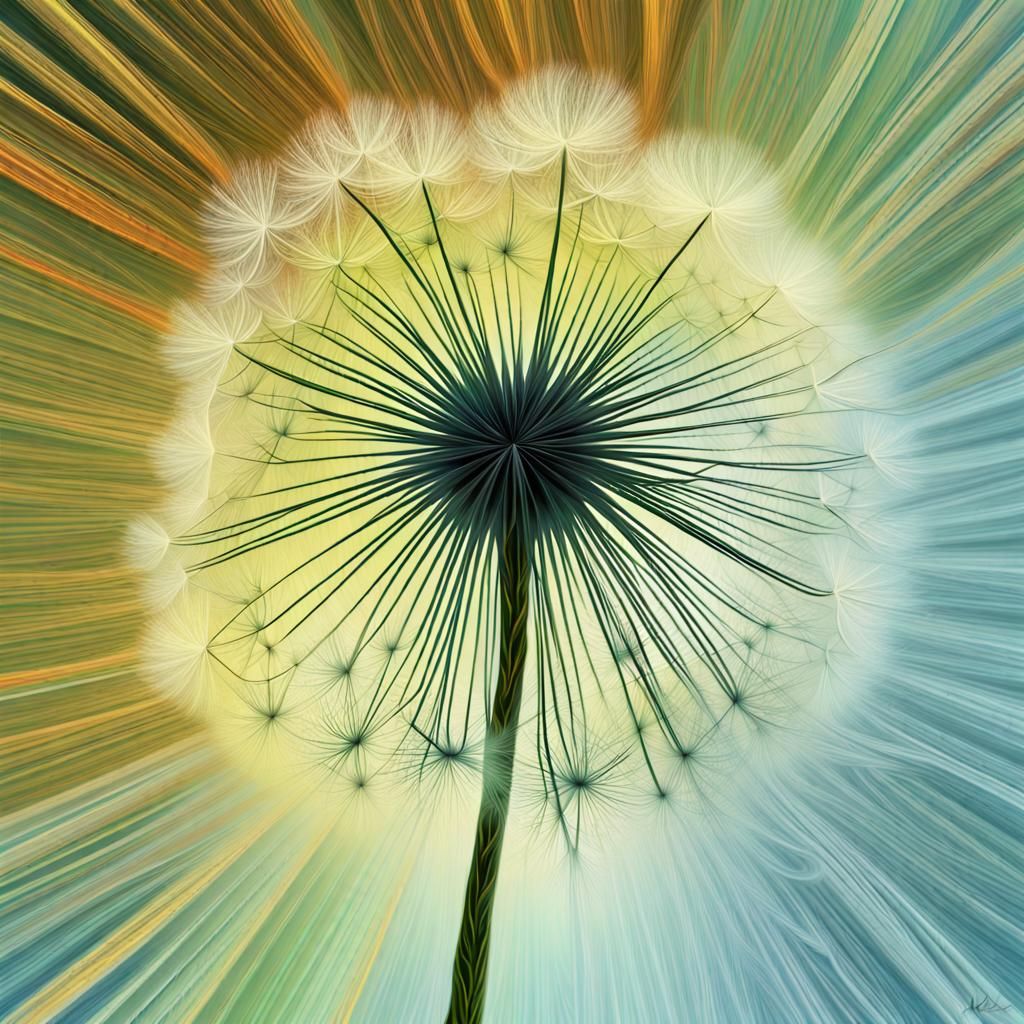 Fractal Dandelion Portrait in Contemporary Digital Style