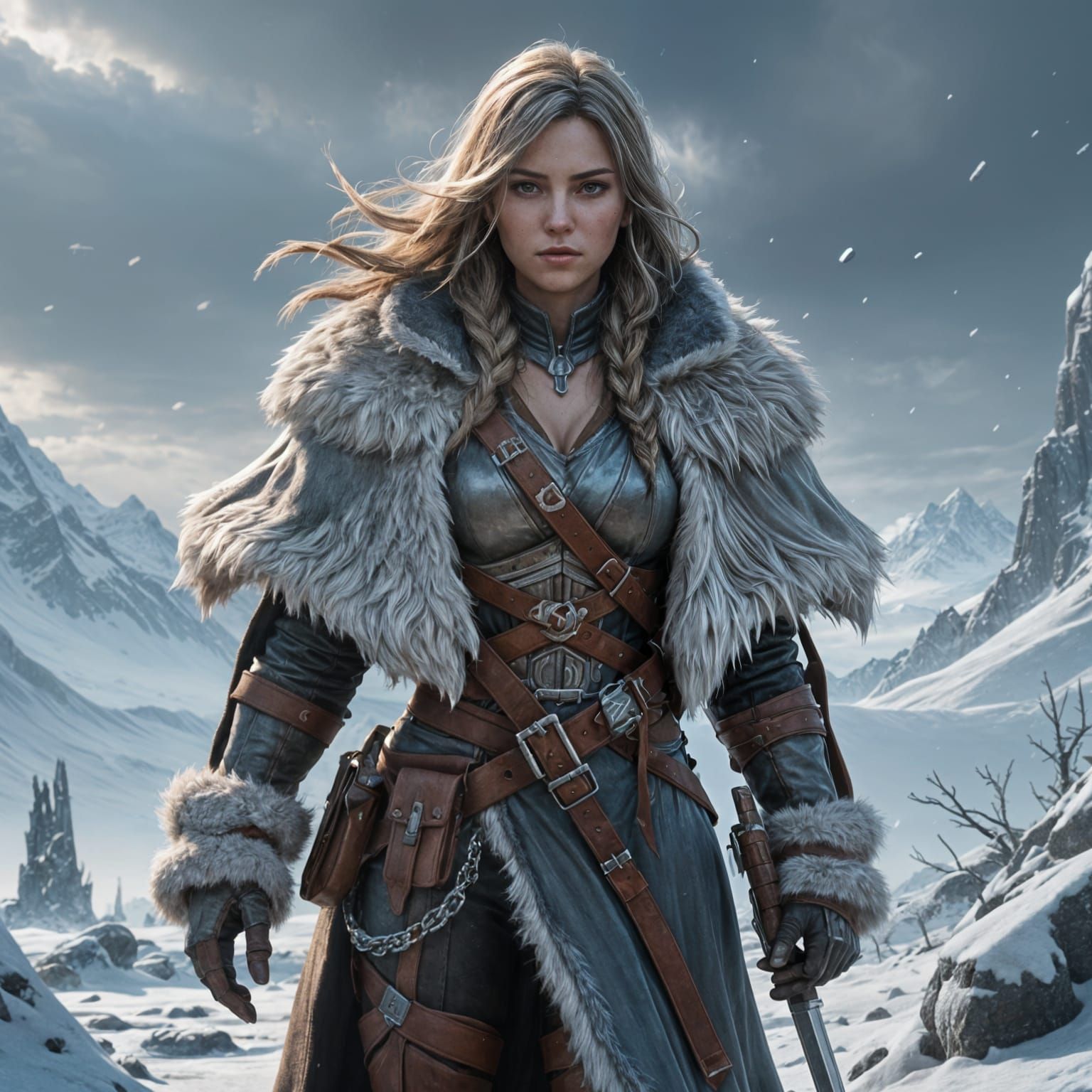 Giant Girl Elegance on the Frosty Steppes