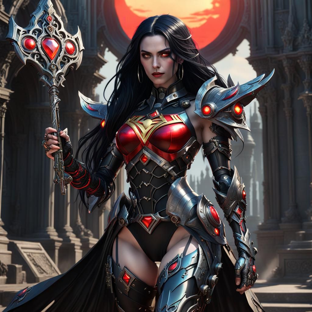 Gothic Fairy in Cyber Armor with Oversized Key