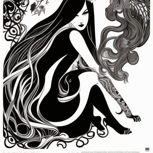 Lilith as Innocent Temptress Ink Drawing