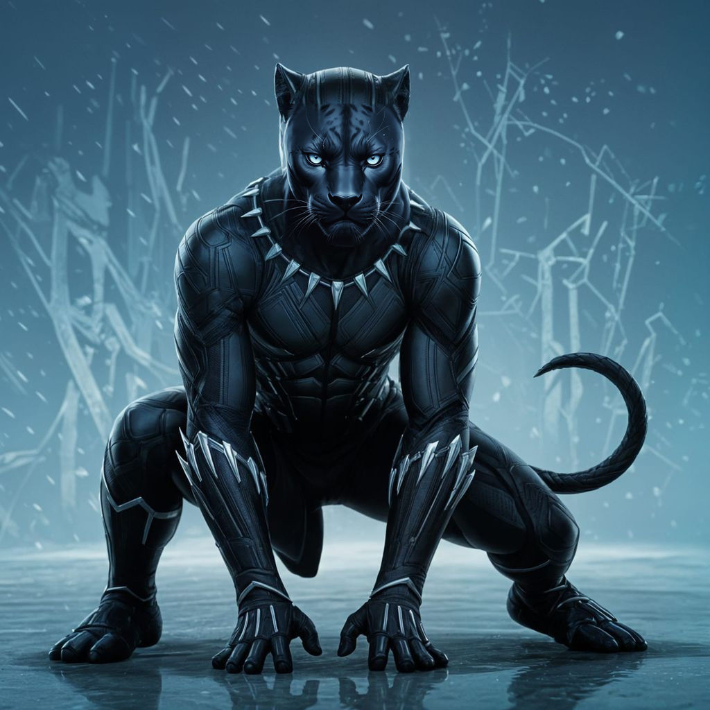 Majestic Black Panther Stalking Through Lush Jungle