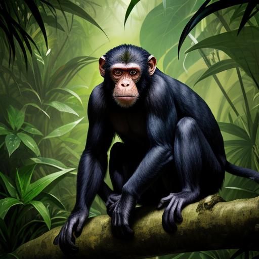 Monkeys in a Lush Jungle Environment