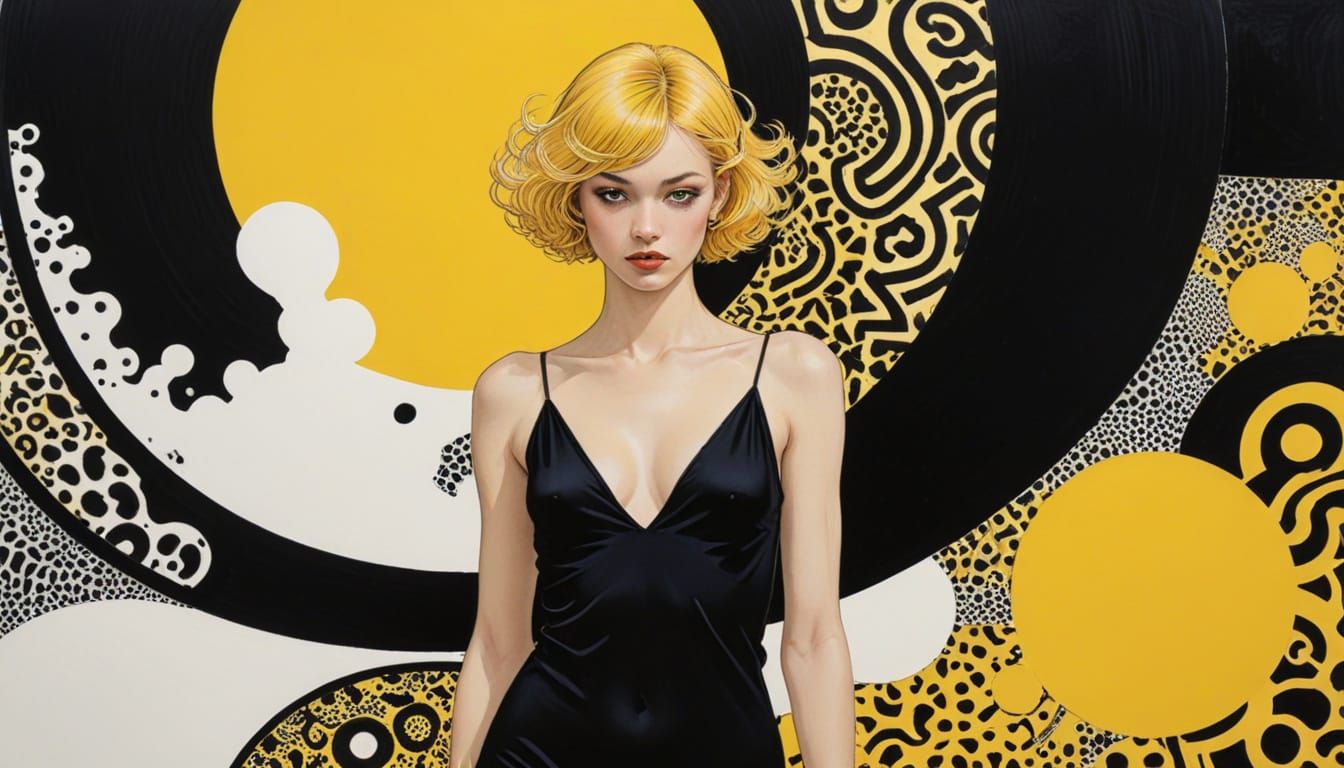 Sleek Black Fashion Plate in Vibrant Yellow