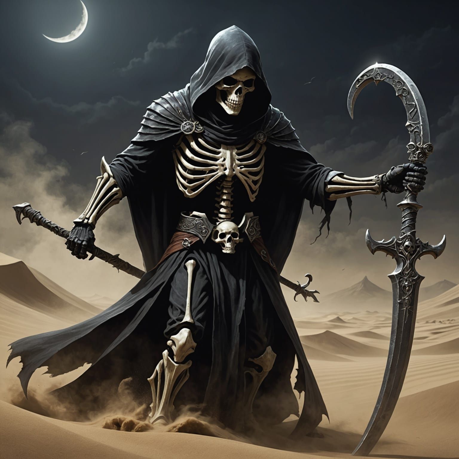 Grim Reaper: Gleaming Scythe in the Night