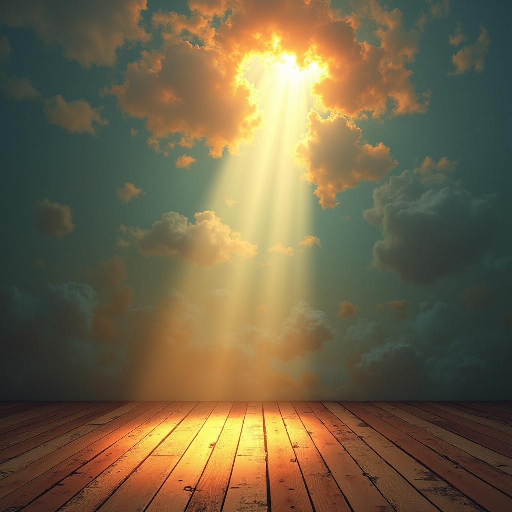 Sunbeam on Rustic Floor in Impressionistic Style