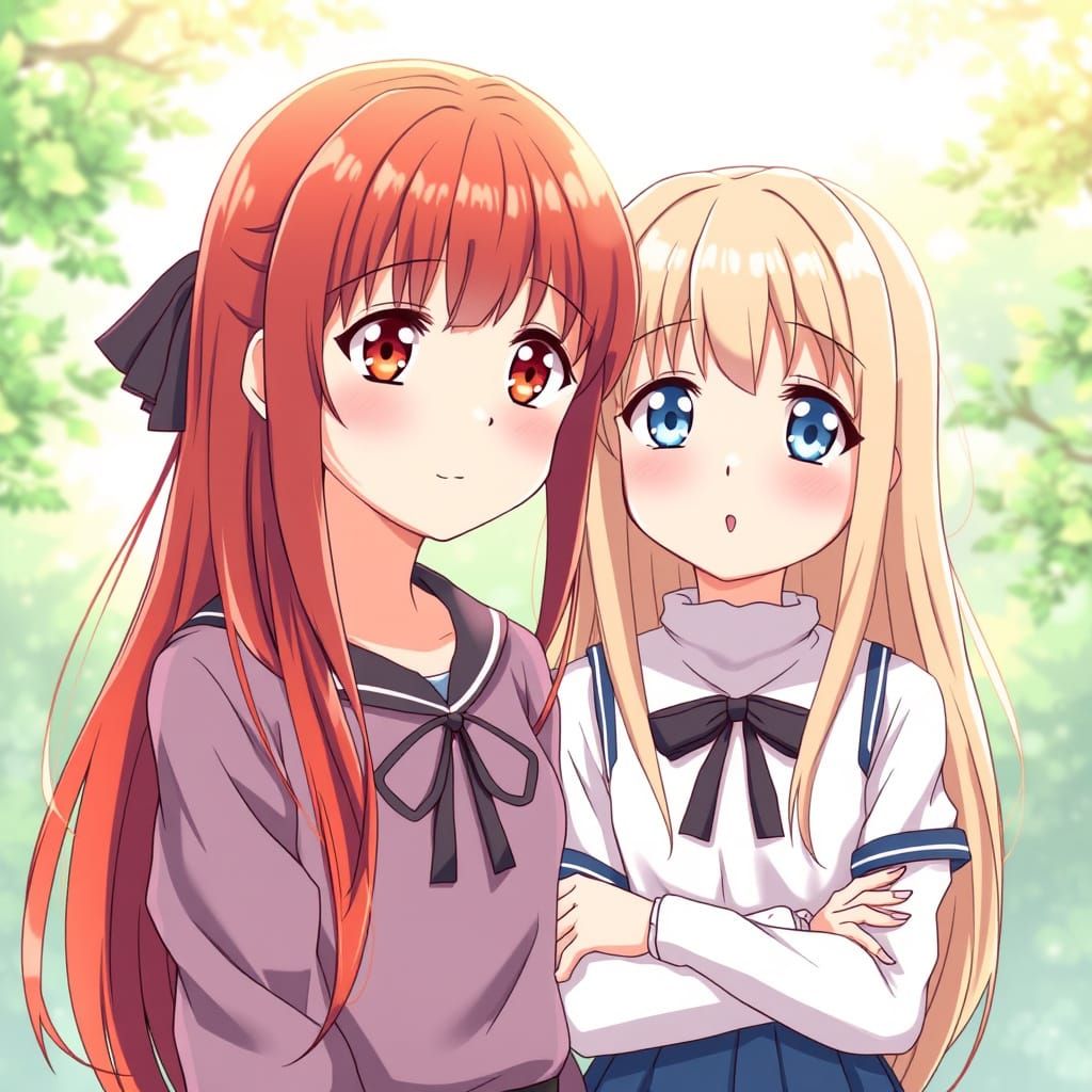 Anime Style: Three Young Friends Together