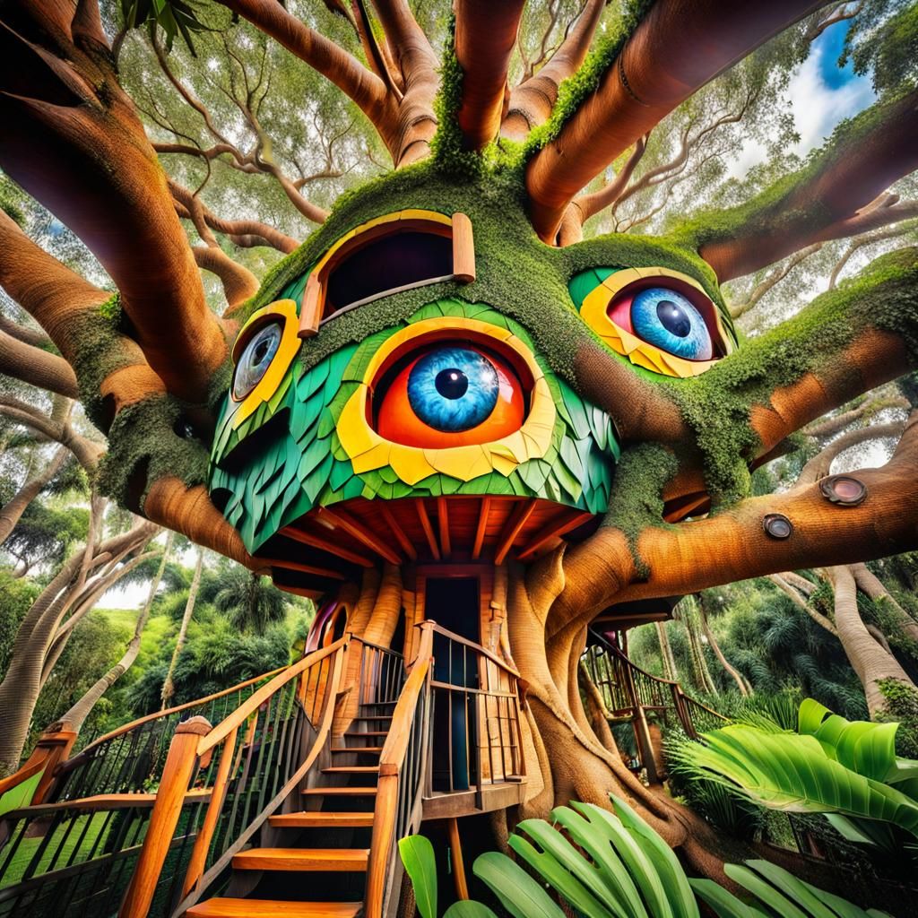 Eye-Catching Eyeball Treehouse in Tropical Paradise