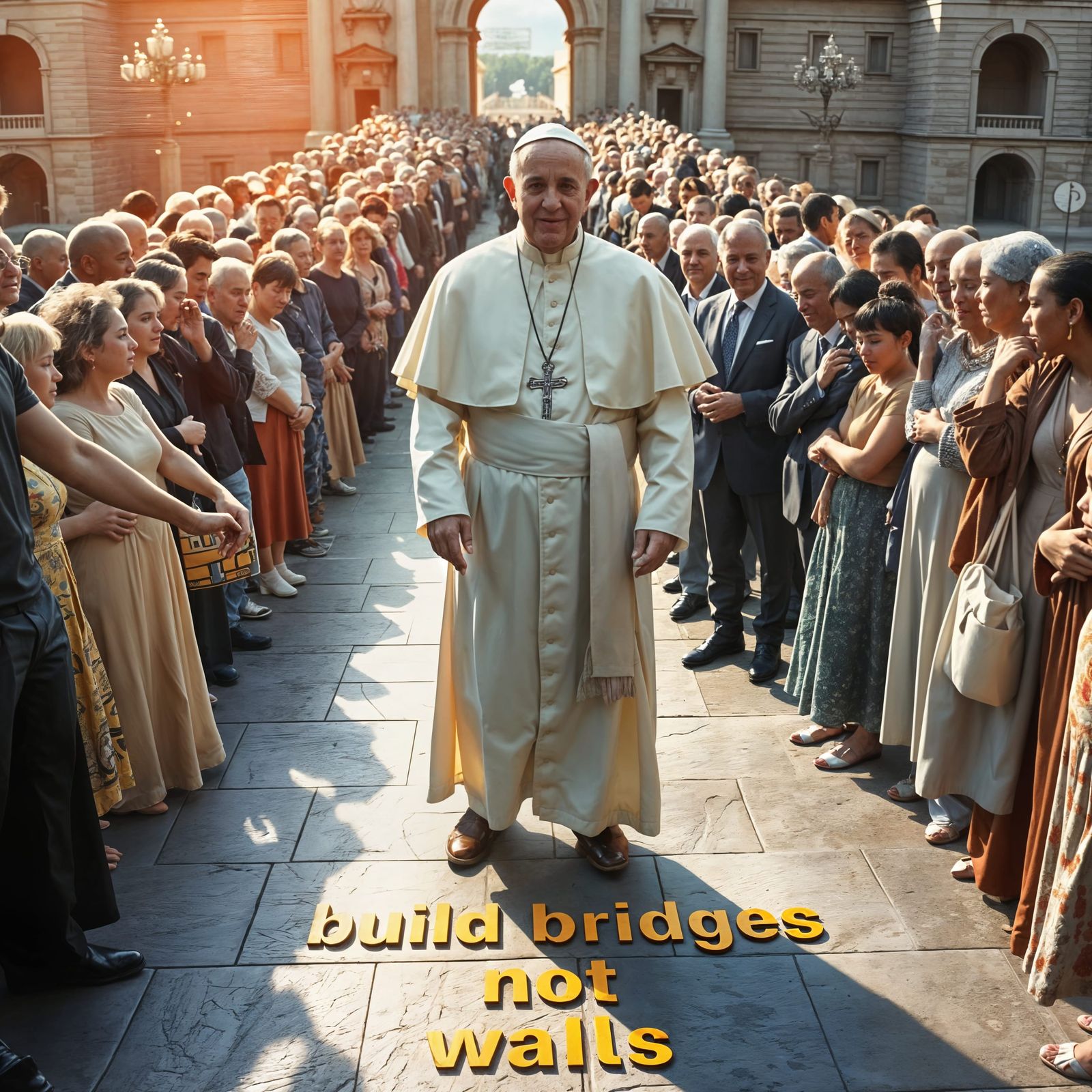 Pope Francis Leads Human Chain Across Bridge in Symbolic Ges...