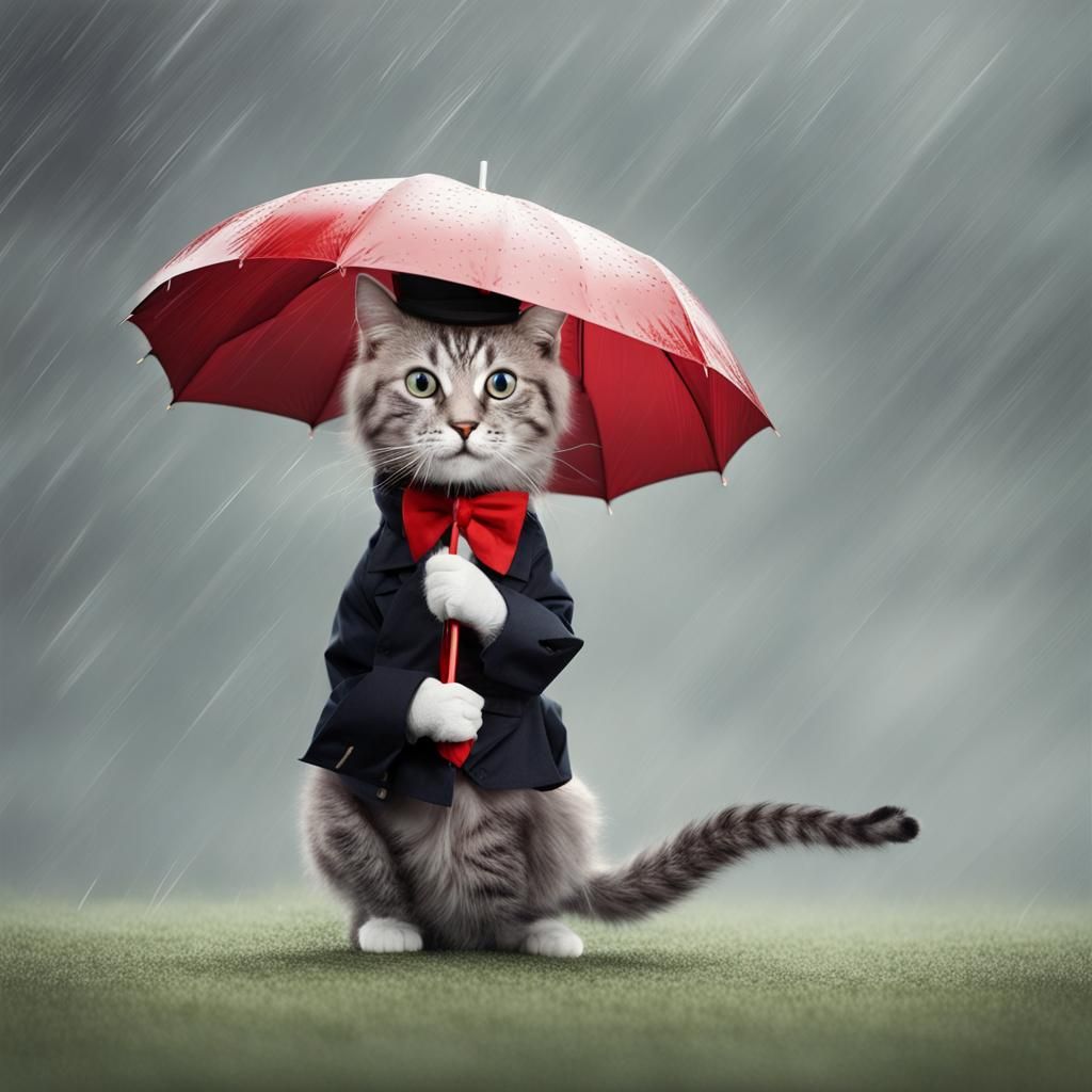 Cat in the Hat with Umbrella