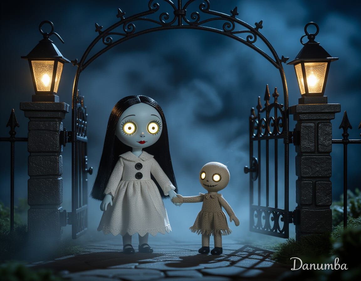 Ghostly Girl and Rag Doll at Spooky Gate