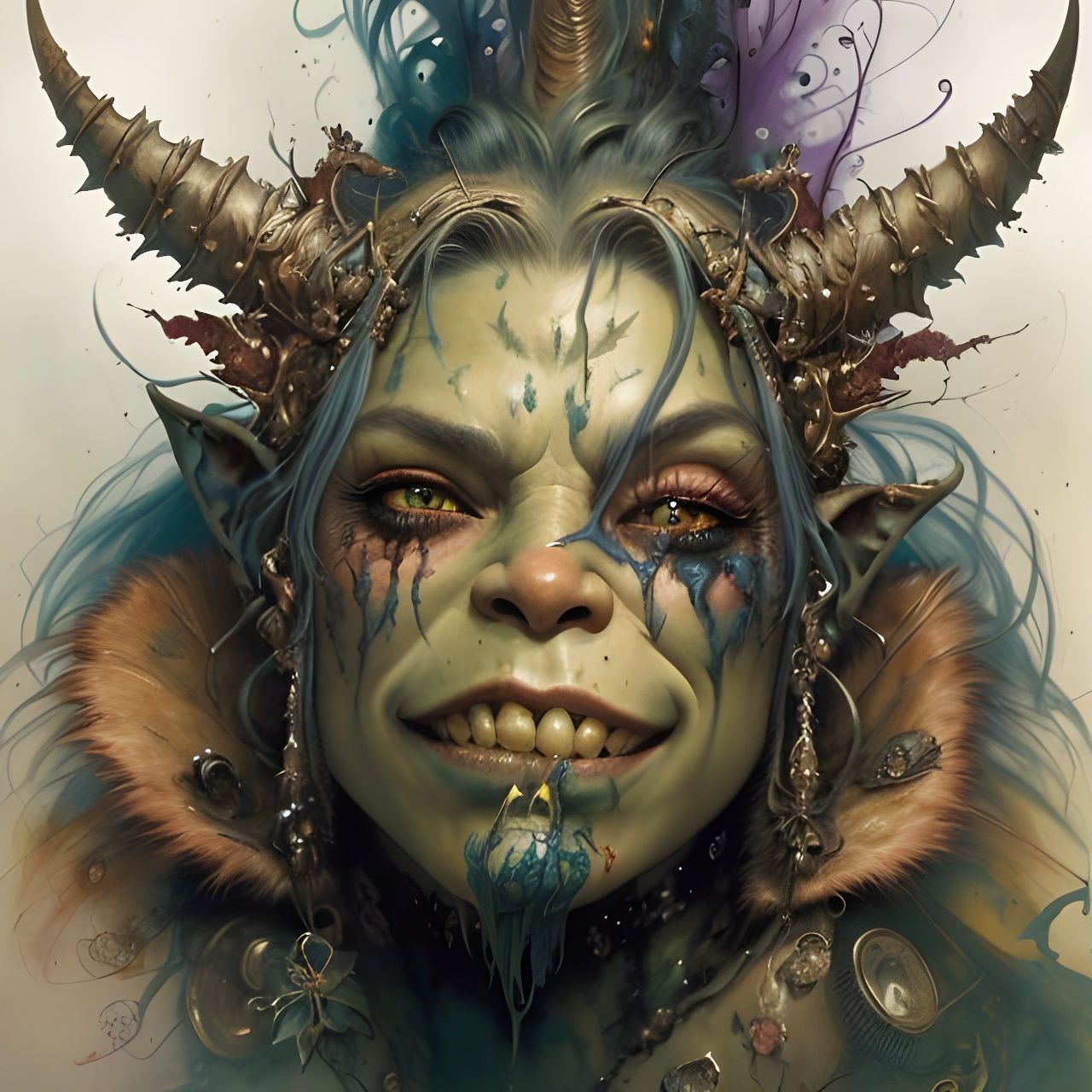 High-Octane Orc Portrait in Detailed Fantasy Art