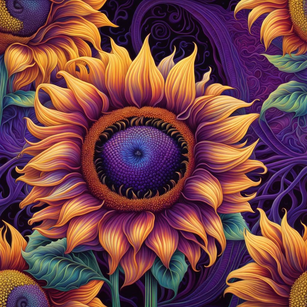 Holographic Sunflowers Radiating Cerebral Pulses