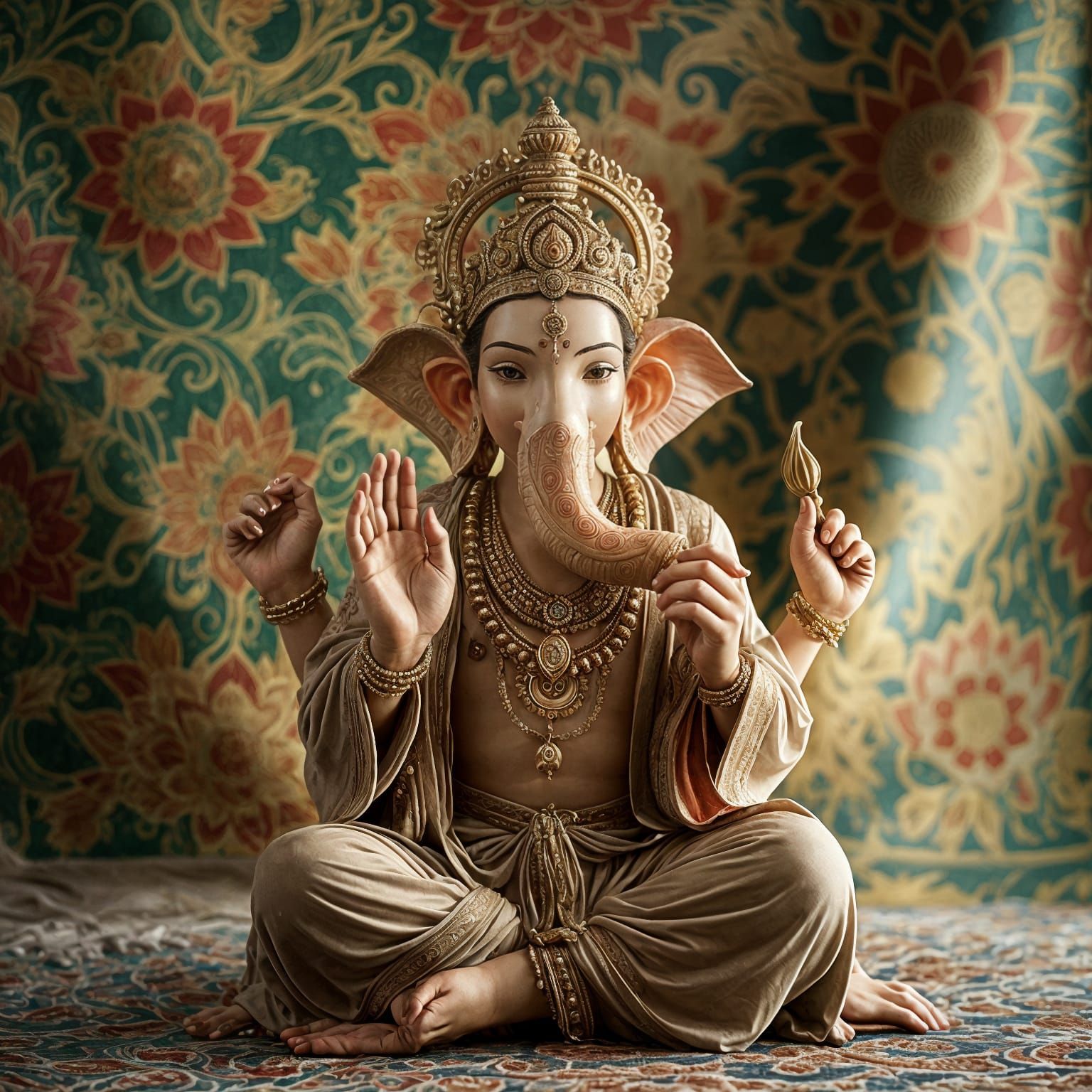Photorealistic Ganesh Portrait with Ethereal Lighting