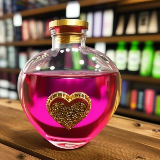 Fantasy Love Potion in Heart-Shaped Bottle