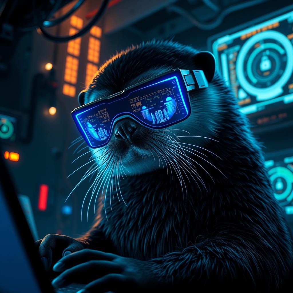 Cyberpunk Sea Otter Hacking into Secure System