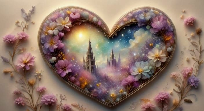 Whimsical Vintage Shadow Box Keepsake with Dried Flowers and...