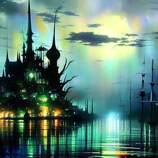 Eerie Dark Fantasy Splash Art by Ghibli and Burton