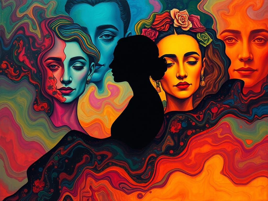 Surrealist Woman Embracing Her Inner Universe