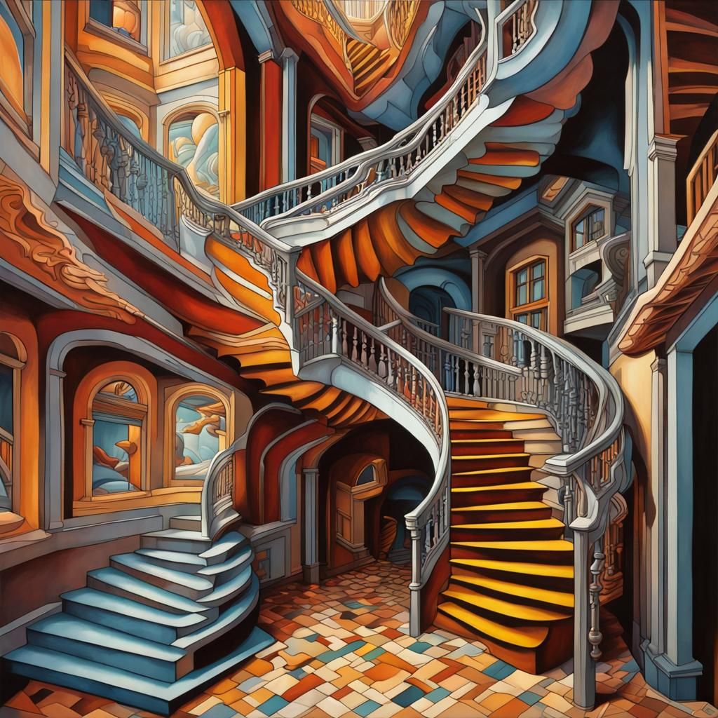 Escher-esque Staircases in Continuous Twisted Design