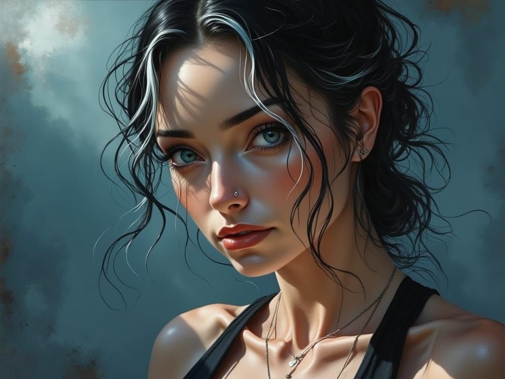 Athletic Woman with Opal Eyes, Cinematic Lighting