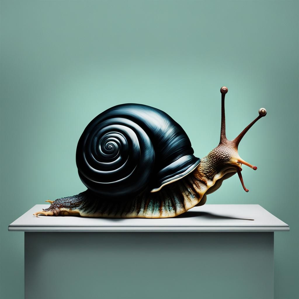 Human Metamorphosis into Snail: Surreal Oil Painting