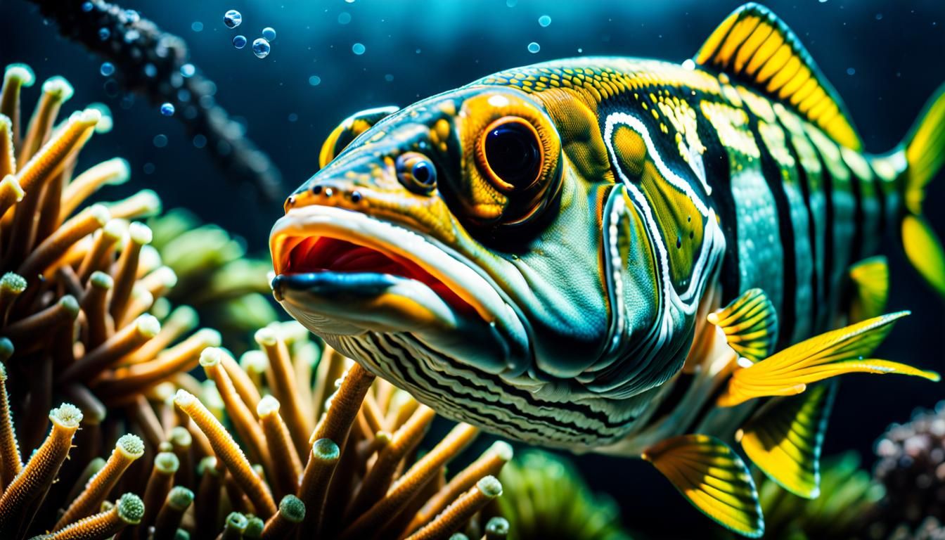 Googly-Eyed Fish Eyes Worm, Underwater Hyperrealistic HDR