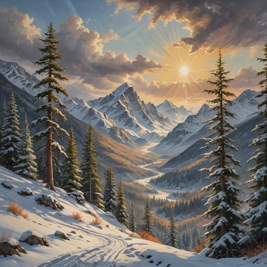 Vibrant Winter Wonderland in Triadic Colors