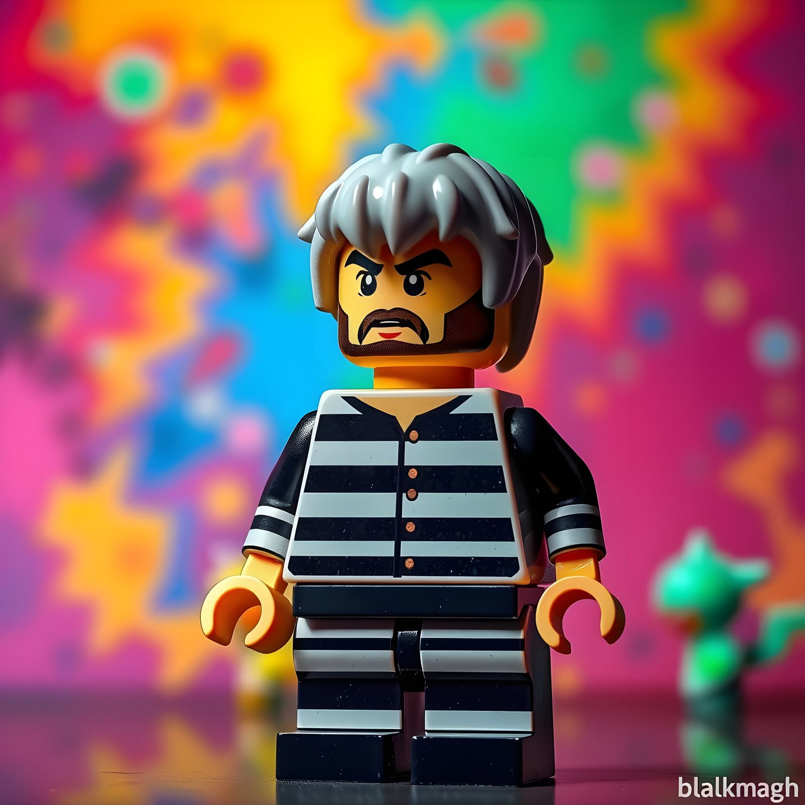Hyperrealistic LEGO Figurine Prisoner in Stripes