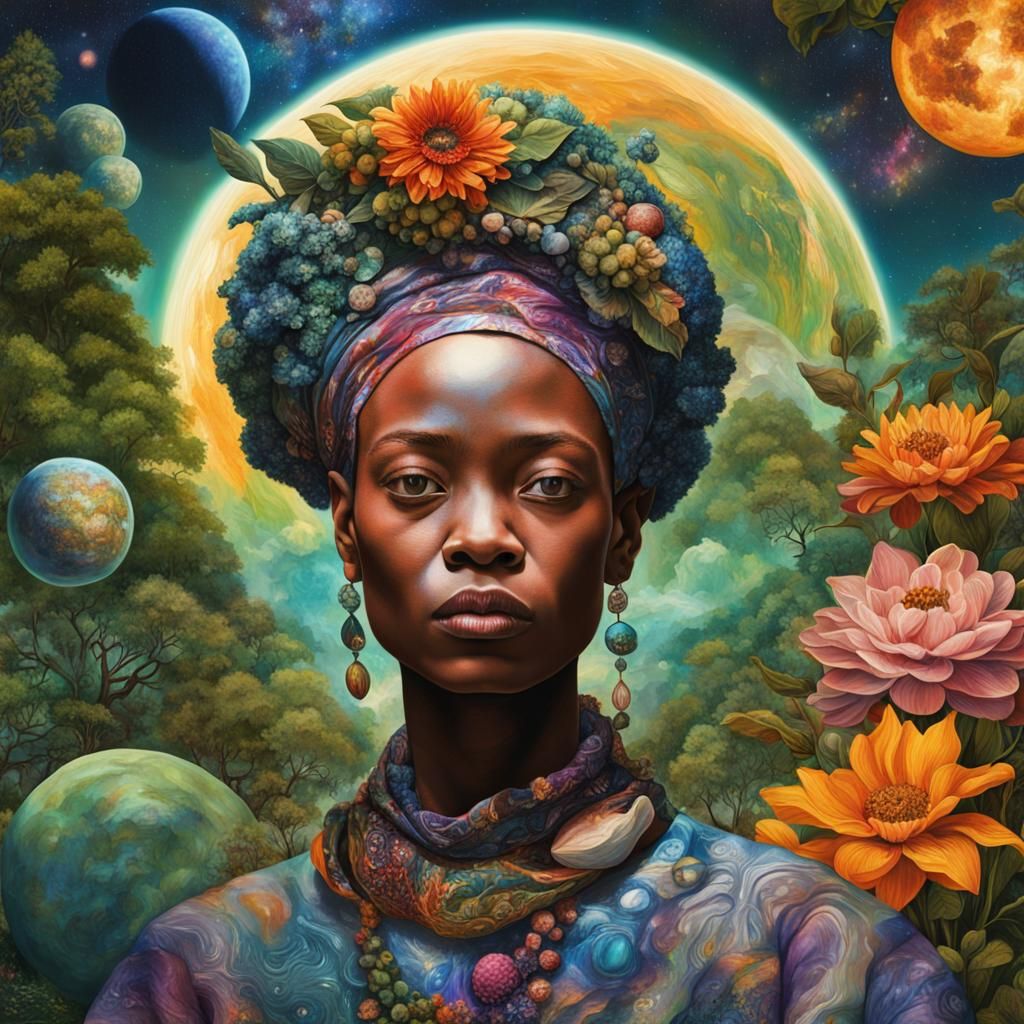 Cosmic Alien Woman in Astral Holographic Illustration