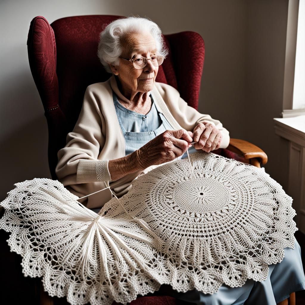 Humorous Image of an Elderly Woman Surrounded by Cats