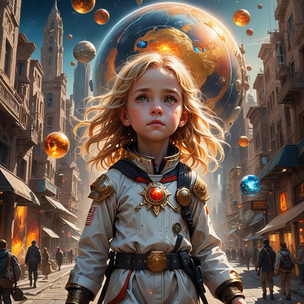 Child Commander Gazing at Orb with City Inside