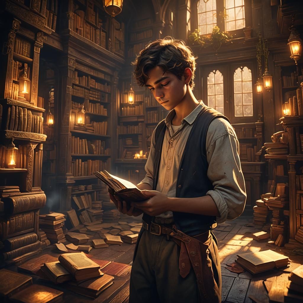 Nostalgic Fantasy: Young Person Holding Worn Book