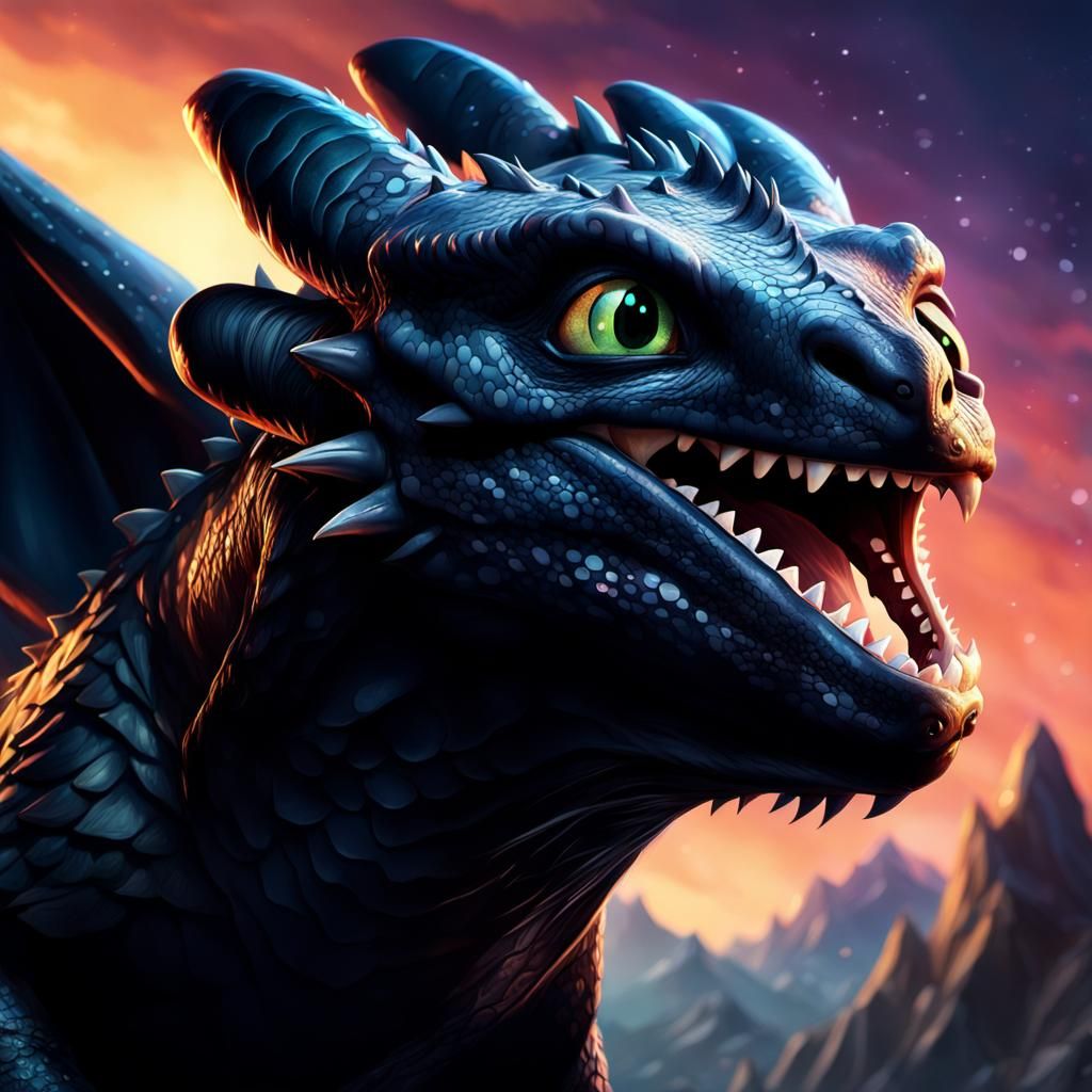 Majestic Toothless in Hyperrealistic Glory