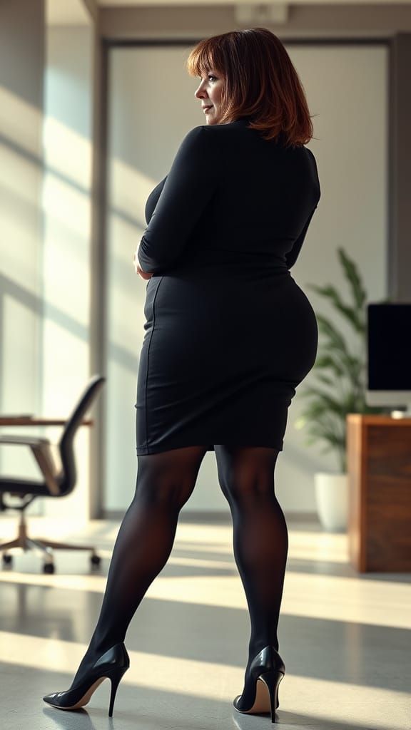Confident Mature Woman in Office Setting, Realistic Portrait...