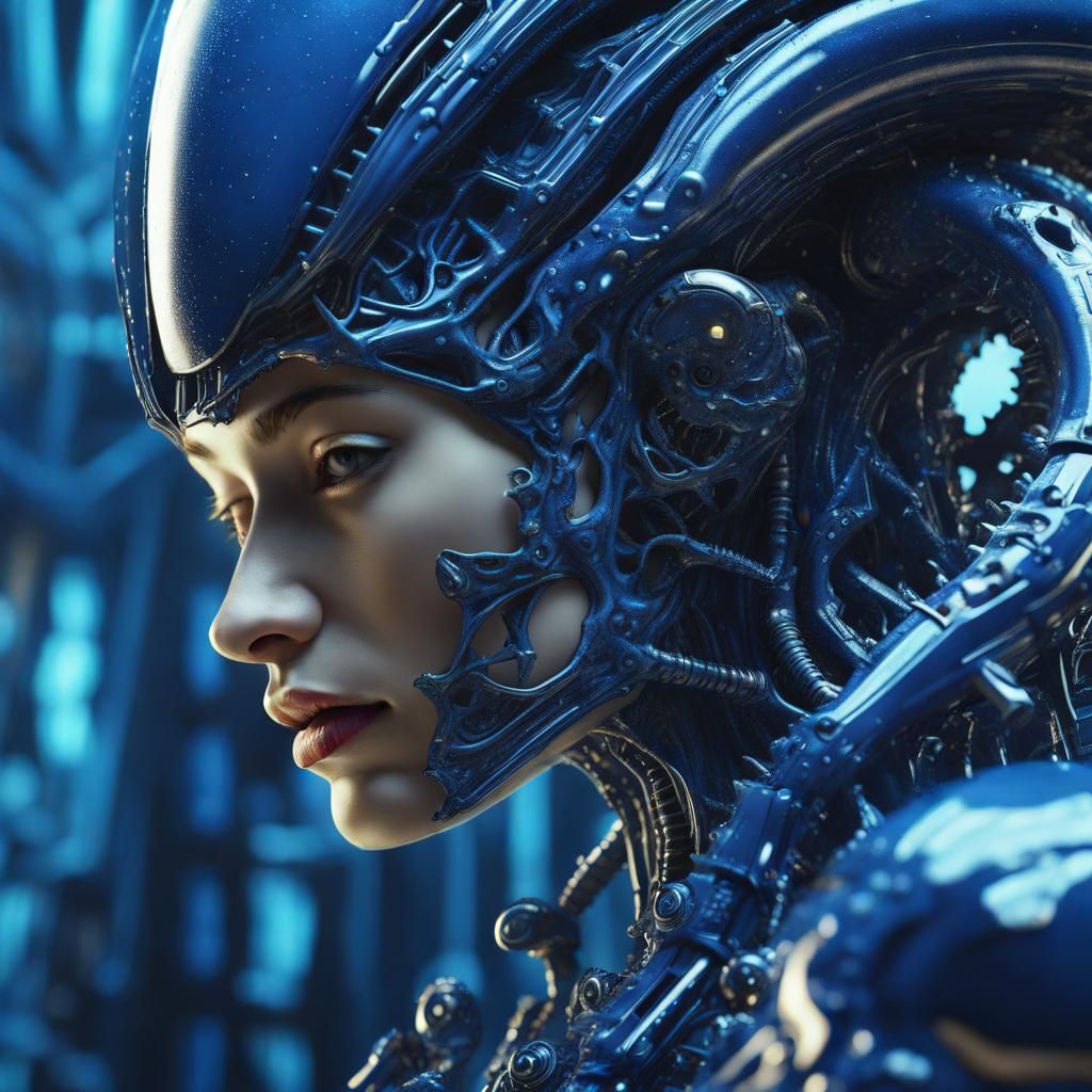 Blue Diamond Xenomorph in Baroque Horror Style