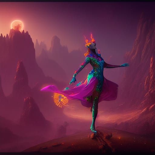 Cosmic Dancer in Detailed Matte Painting Style