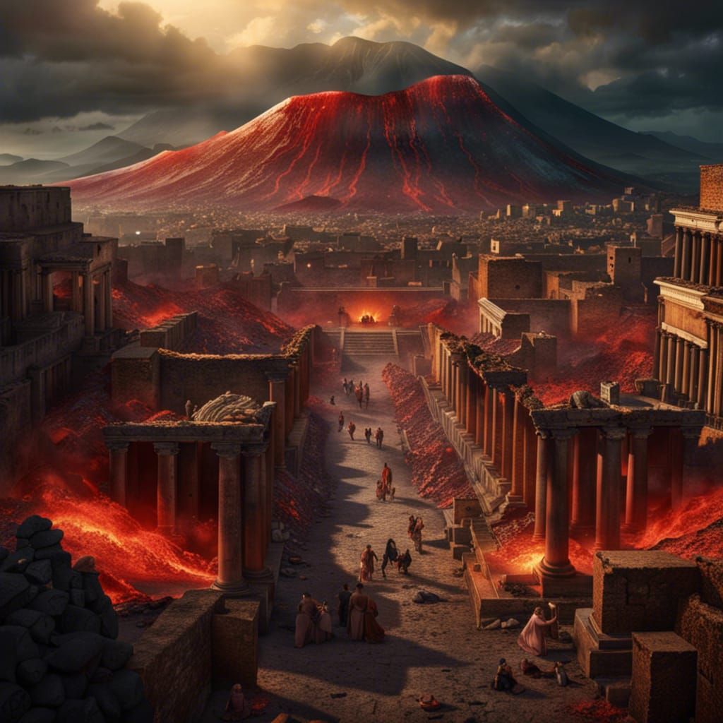 Detailed Pompeii Painting Before Volcanic Disaster