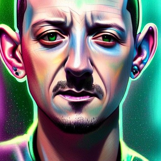 Detailed Portrait of Chester Bennington with Glitter