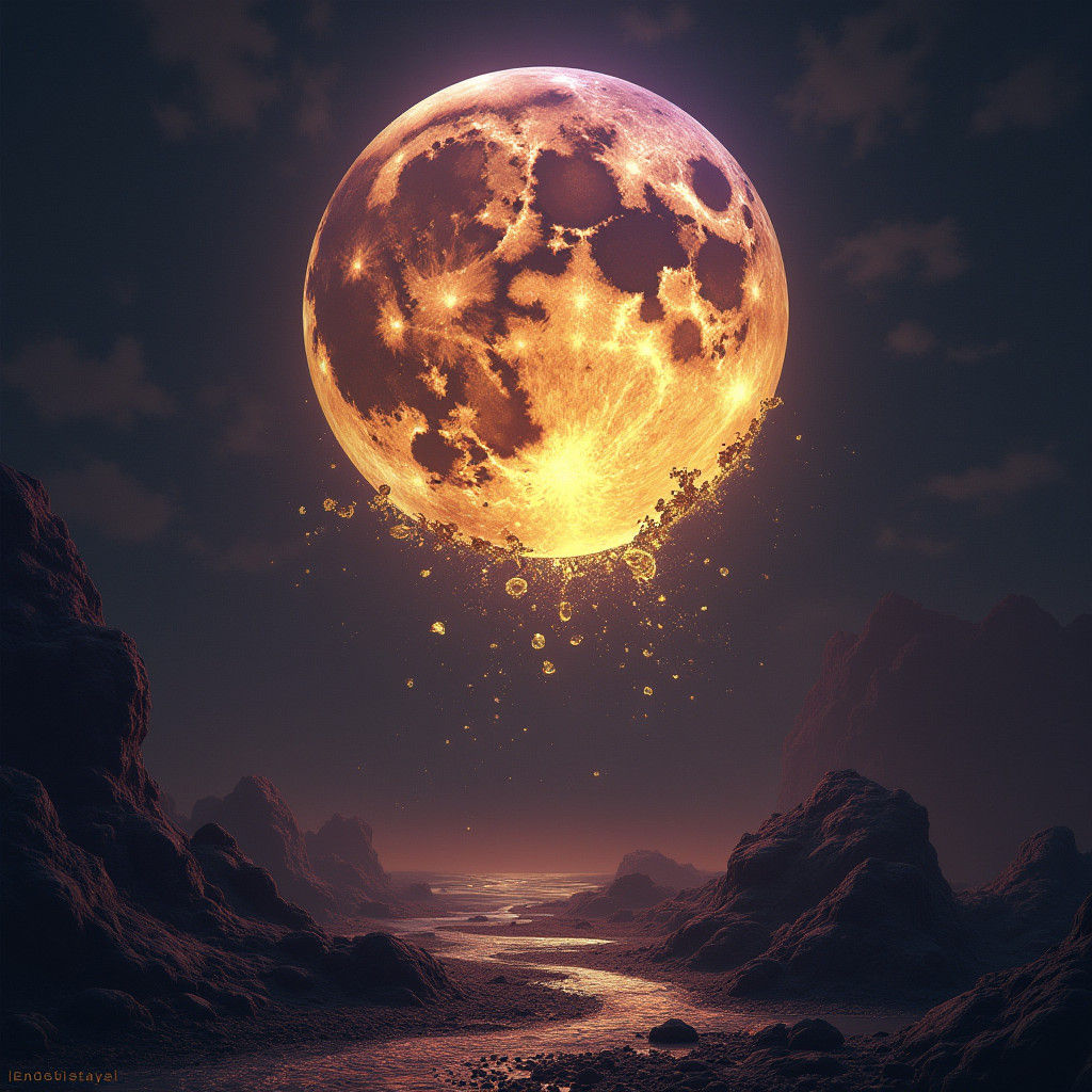 Shattered Moon in Art Nouveau Fantasy Style