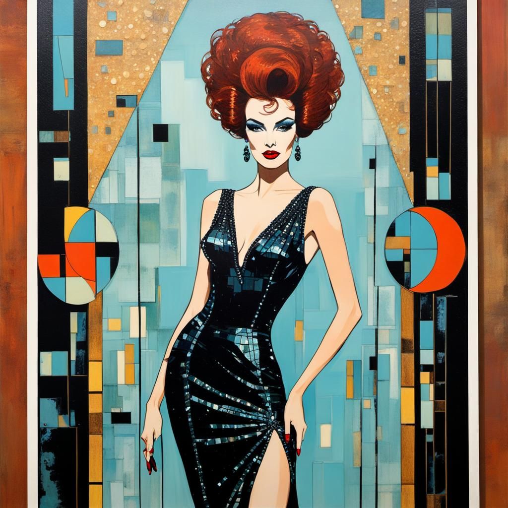 Pop Art Showgirl in Crystal Dress