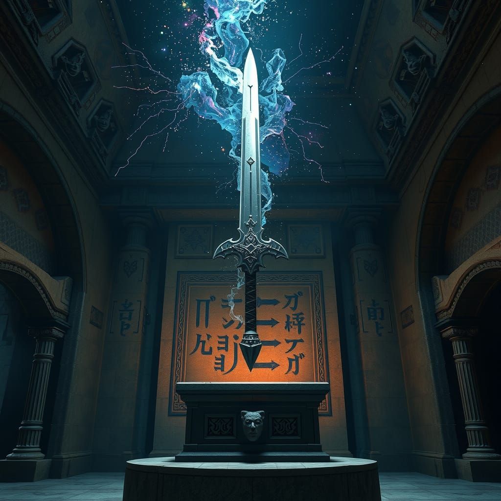 Ethereal Celestial Sword Illuminates Ancient Forgotten Templ...