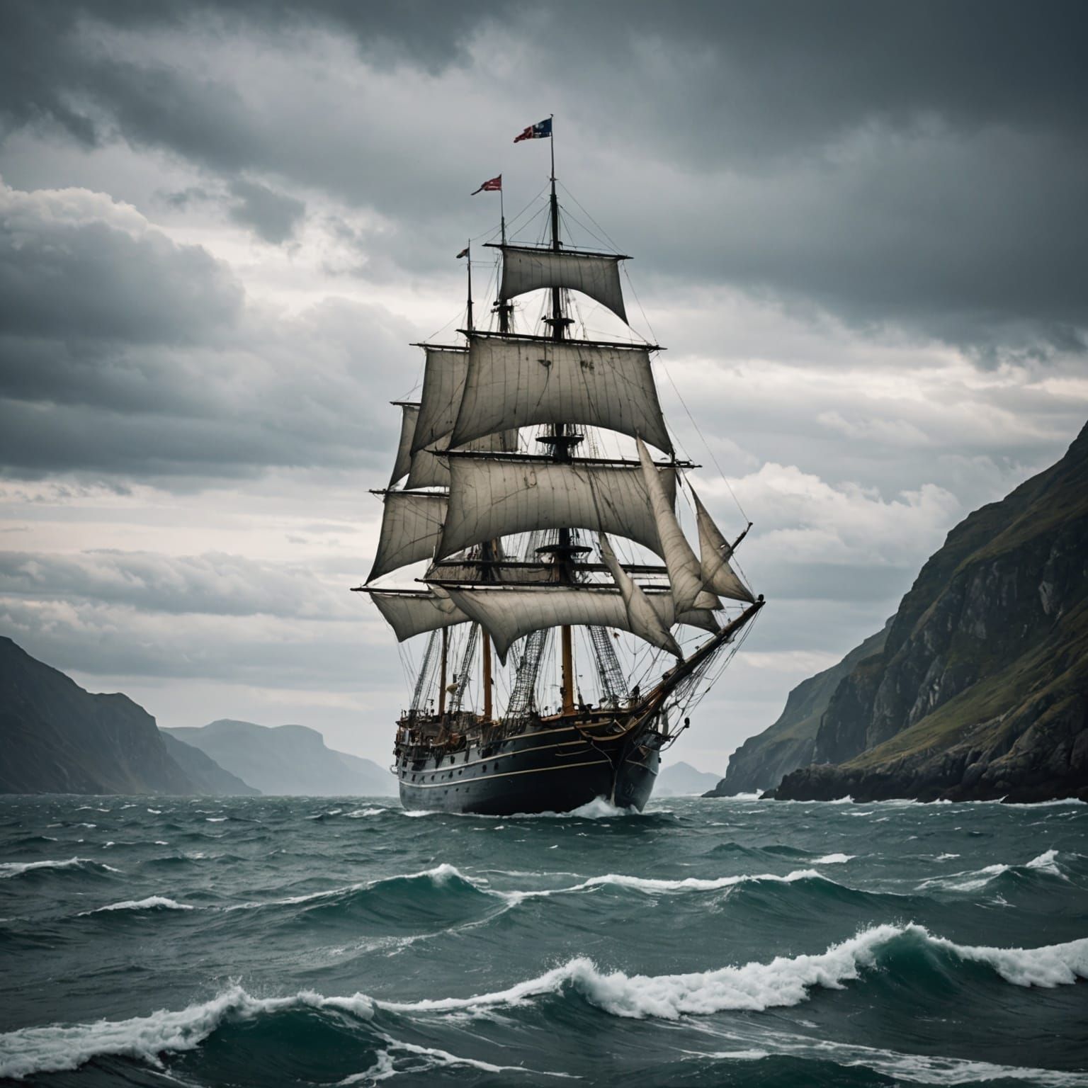 Sail Ship on a Wild and Unpredictable Sea