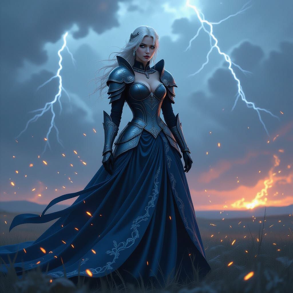 Storm Princess in Steel Armor on Battlefield