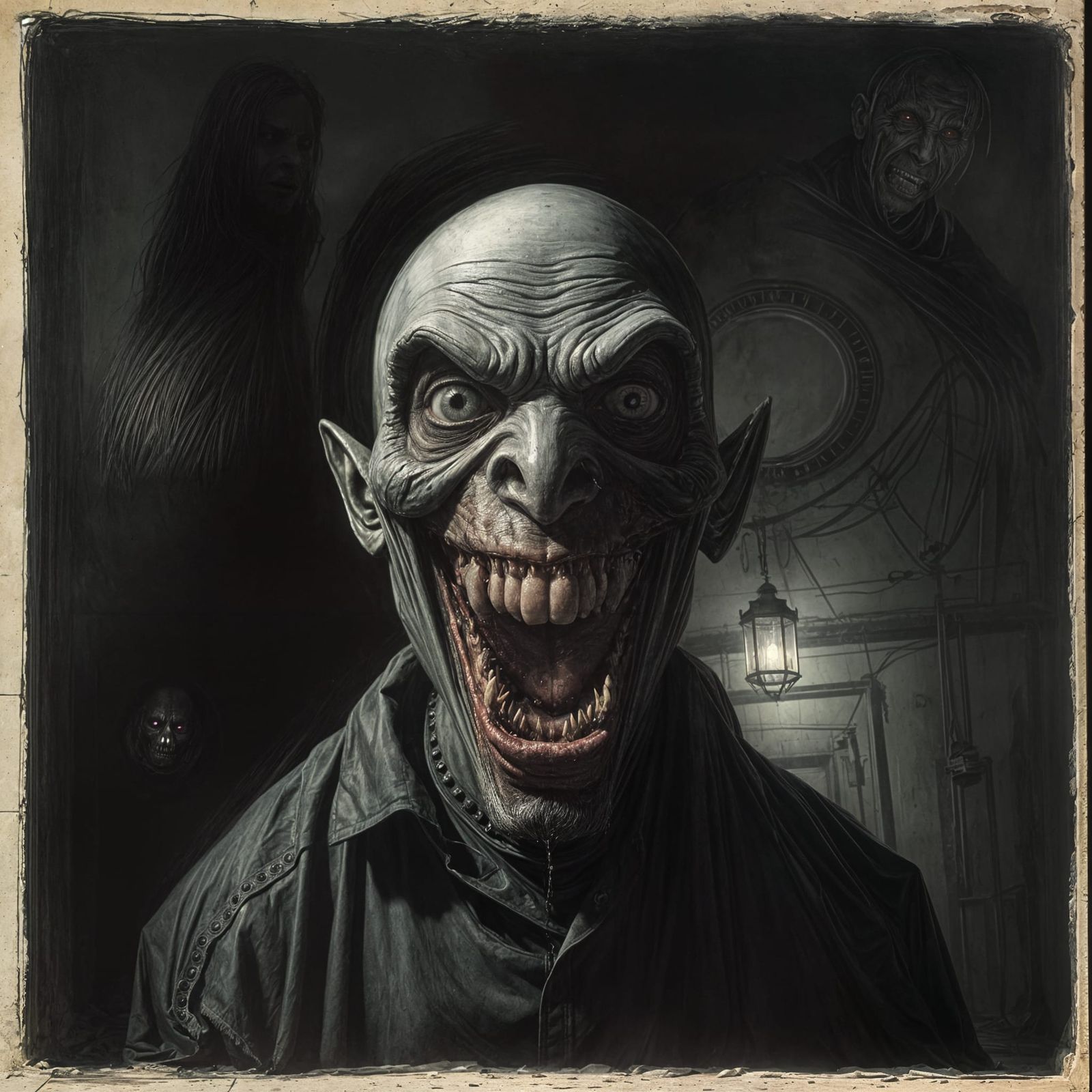 Ominous Giant in Eerie Butcher Factory, Doré Style