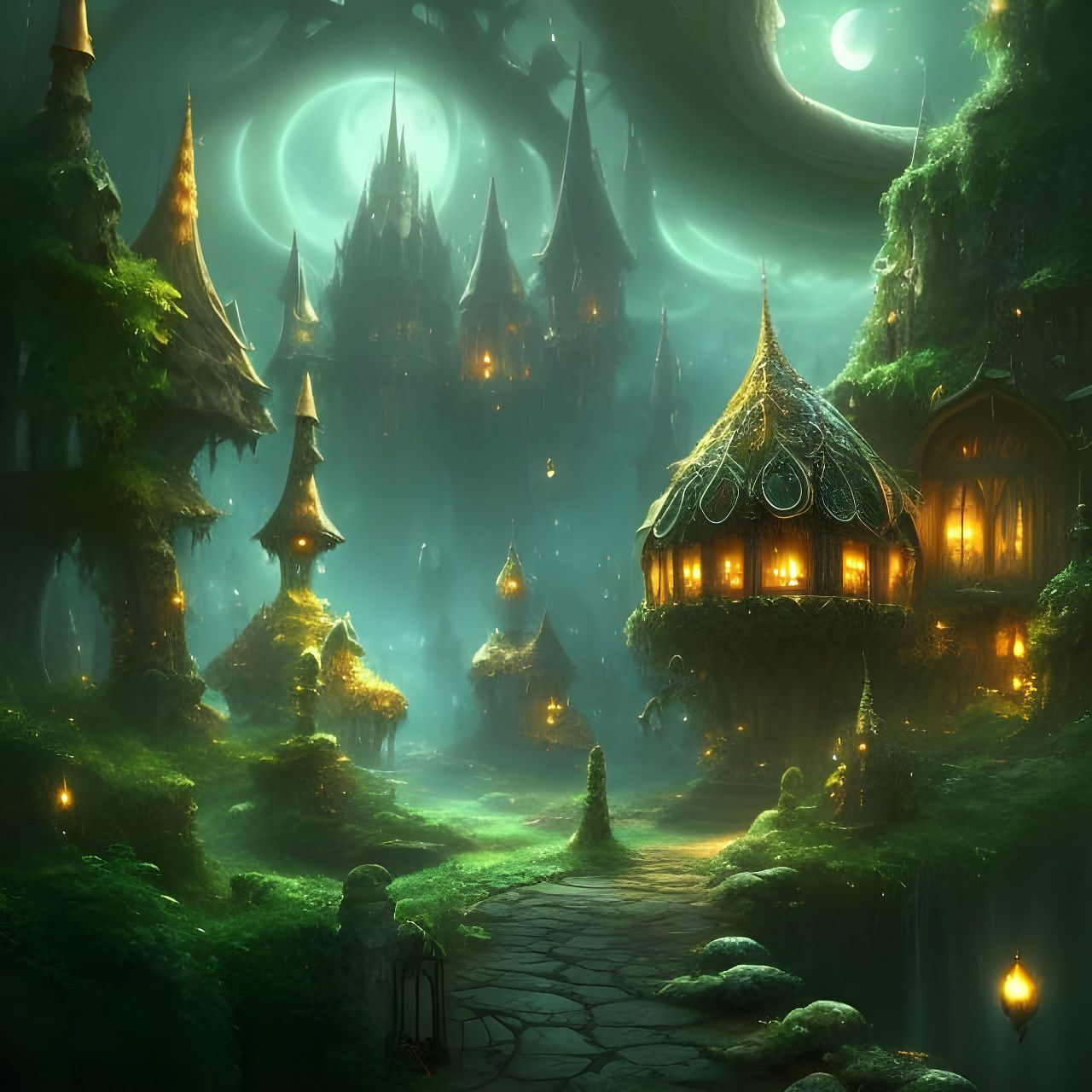 Fairytale City in the Clouds: Digital Art