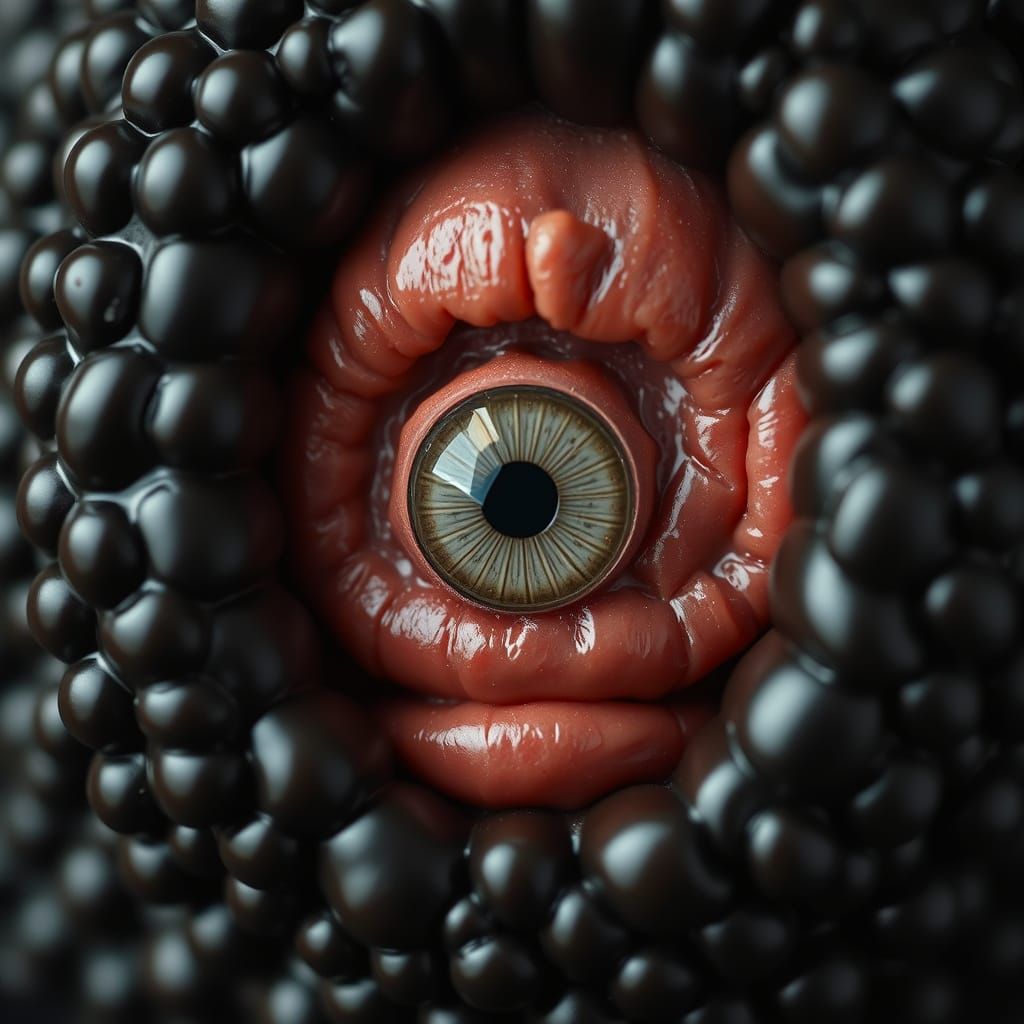 Eerie Black Pudding Portrait in Macabre Style