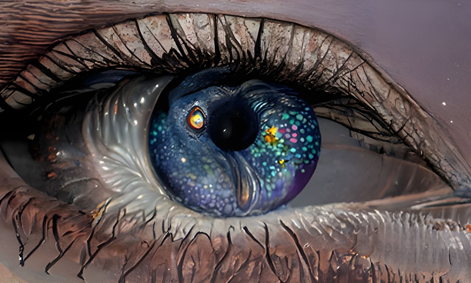 Stardust Eye Close-up: Psychedelic Pencil Sketch