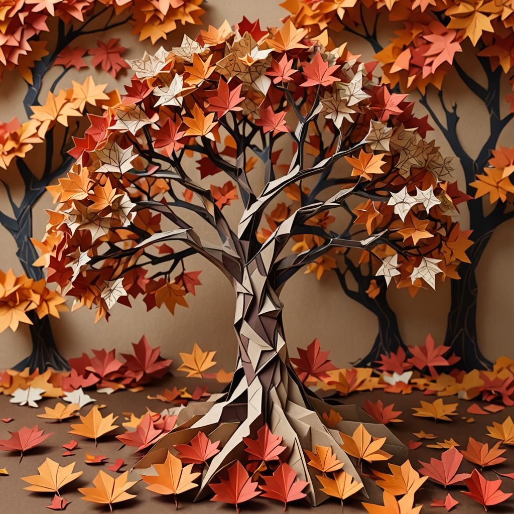 Epic Paper Oak Tree Collage in 8K