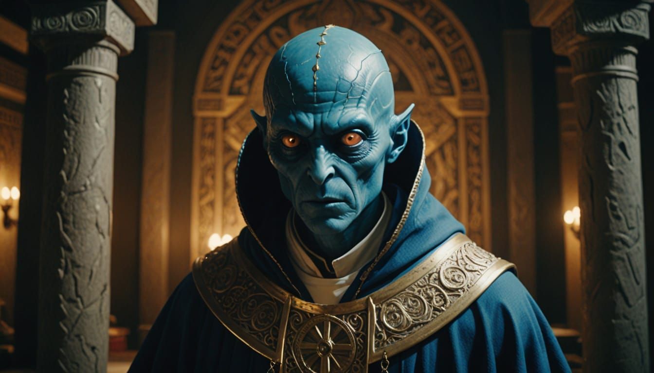 The Watcher in Ancient Temple Robes