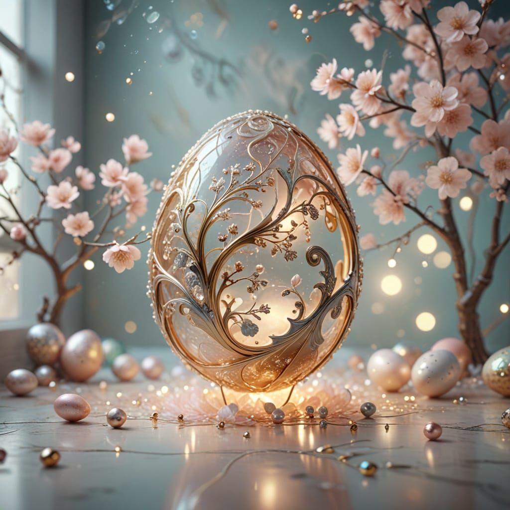 Surreal Easter Egg in Whimsical Dreamlike Space